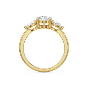 Anillo de Compromiso y Boda con Moissanita Corte Pera, Diseño de Triple Pera, Chapado en Oro, Plata y Oro Rosa, Joyería Nupcial Clásica de Lujo - Product Image 4