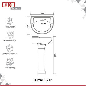 Exportador Mayorista que Vende Lavabos de Pedestal de Cerámica Súper Elegantes y Hermosos, Hechos a Mano, Disponibles en Grandes Cantidades - Product Image 3