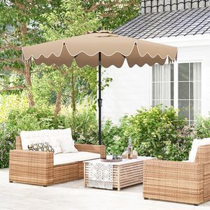 Sombrilla de Patio de 9 Pies con Manivela y Botón de Inclinación para Uso en Exteriores, Playa, Jardín, Villa u Hotel - Product Image 4