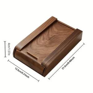 Caja de Madera Tallada de Lujo con Tapa Deslizante, Almacenamiento Ecológico Clásico para Joyas, Recuerdos, Tesoros, Objetos Vintage - Product Image 4