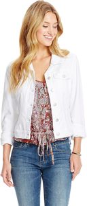 Veste en jean blanche unisexe à col rabattu, fermeture boutonnée, manches classiques, couleur unie, délavée, style décontracté pour le printemps - Product Image 2