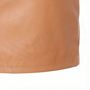 Jupe courte en similicuir à taille haute pour femmes, couleur unie, style sexy, toutes saisons - Product Image 6