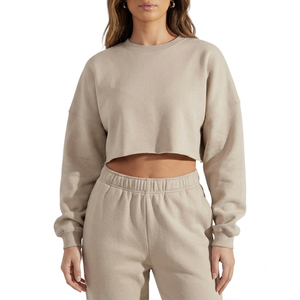 Sudadera de Alta Calidad, Venta Directa de Fábrica, Sudadera Corta con Capucha para Mujer, Otoño, Hombros Caídos, Manga Larga, Diseño Casual - Product Image 4