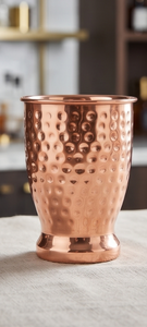 Gobelet court en cuivre martelé, verre à boire ayurvédique traditionnel, tasse à eau en métal, articles de bar - Product Image 4