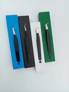 Pinzas para Extensión de Pestañas OEM en Forma de Corazón, Color Negro Mate, Acero Inoxidable, Curvatura Precisa de 90 Grados - Product Image 6