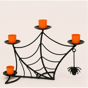 Decoración de Halloween, Candelabro de Metal Negro con Diseño de Telaraña, Portavelas de 4 Brazos para Velas de Té, Decoración para el Hogar y Fiestas de Casas Encantadas - Product Image 3