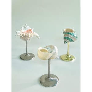 Highest quality customizable metal & sea shell wine glass elegant design complements modern and classic <b>table</b> decor - Product Image 1