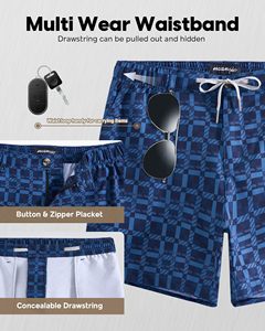 Pantalones cortos de sublimación de verano para hombre, de tela duradera con diseño estampado azul, elásticos, de moda, con estilo moderno y ajuste cómodo - Product Image 4