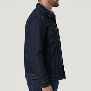Veste en jean délavé foncé épais et tendance avec logo brodé personnalisé pour homme – Style streetwear - Product Image 2