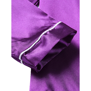Ensemble de chemises de nuit en velours de soie 100% pour femmes, couleurs personnalisables, doux et respirant, manches courtes/longues, fermeture à cordon, toutes saisons - Product Image 5