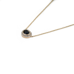 High End Classic Style 5x4 mm Heart Shape Blue Sapphire & Diamond Halo <b>Pendant</b> Necklace 14K <b>Solid</b> Yellow <b>Gold</b> Handmade Jewelry - Product Image 5