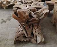 Console contemporaine et antique en racine de teck naturel, finition naturelle, durable, écologique, console faite à la main