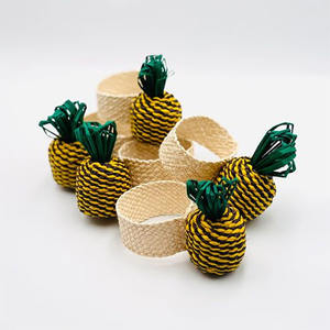 New Rattan Pineapple Napkin Rings Sticker Handwoven Napkin <b>Holder</b> for Table Decorations OEM Accepted from Vietnam Wholesale - Product Image 1