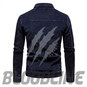 Chaqueta de Mezclilla para Mujer, Estilo Motociclista, Manga Larga, Cuello Alto, Cierre de un Solo Botón, Color Negro Sólido Lavado, Estilo Invernal, Largo Regular, Envío Rápido - Product Image 2
