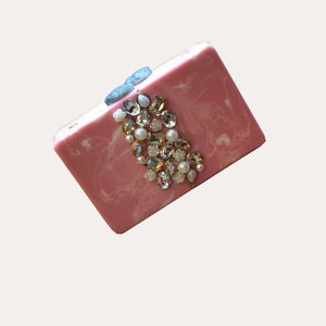 Main Primum géométrique Design résine incrustation bouton fermeture magnétique chaîne perle décontracté Vintage Style pochette femmes coton - Product Image 5