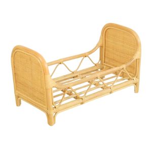 Lit de poupée en rotin naturel pour poupées de taille moyenne, lits pour poupées reborn, lits superposés pour poupées américaines, prix de gros - Product Image 2