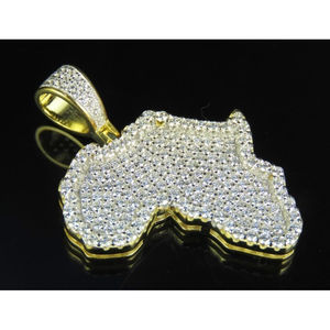 Colgante de mapa de África unisex de alta calidad, estilo hip hop, con circonita, hecho a mano, a la moda. - Product Image 1