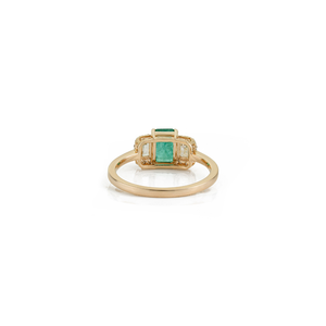 Productos en Oferta, Anillo Elegante de Oro Amarillo Puro de 14K con Esmeralda y Diamantes, Joyería para Regalo de Boda y Fiesta, Proveedor de Joyas - Product Image 6