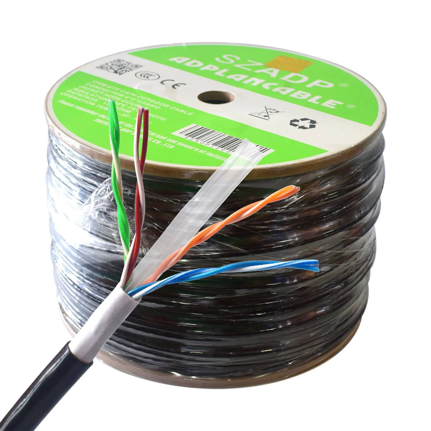 Уличный кабель Ethernet FTP CAT6, крупными партиями, прямой погрешности, твердая медь UTP, УФ-гель заполненный, 23 AWG CAT 6A кабели