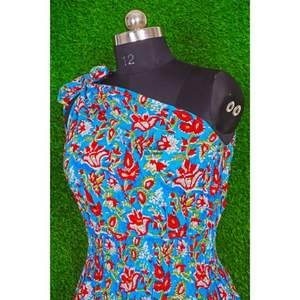 Vestido de Fiesta Sexy de Algodón con Estampado Floral Bohemio de un Solo Hombro para Mujer, Ideal para Damas de Honor, Venta al por Mayor - Product Image 4