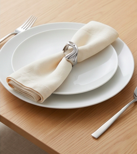 Modern Metal <b>Napkin</b> Rings Curved Design <b>Silver</b> Tone Tableware Accessory For Wedding And Banquet Use - Product Image 4