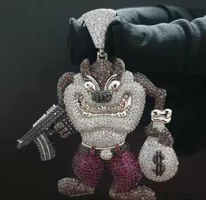 Collier pendentif Moissanite Hip Hop de luxe en argent 925, le plus vendu pour hommes, entièrement serti, prix compétitif, idéal pour les soirées - Product Image 2
