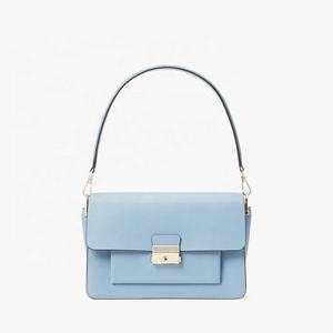 Sac à bandoulière en PU bleu clair pour femme, sac à main sous le bras avec rabat et fermeture à loquet pour les trajets quotidiens - Product Image 1