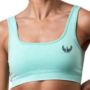 Sujetador Deportivo Azul Cielo con Cuello Cuadrado para Mujer, Ropa Deportiva Elástica para Gimnasio, Entrenamiento, Ejercicio, Ropa de Alto Rendimiento - Product Image 3