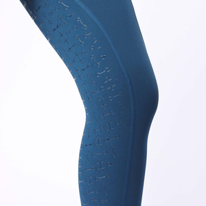 Leggings de equitación de talle alto para mujer con bolsillos con cremallera, color azul liso, corte ajustado, pantalones de entrenamiento. - Product Image 4