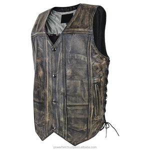 Button Up Mens Leather Vest Boxy Fit Genuine Leather <b>Waistcoat</b> Bulk Streetwear And Riding Apparels Leather Vest For Men's - Product Image 6