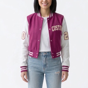 Chaqueta Varsity Corta Estilo Bomber con Diseños de Logotipos Personalizados de Moda Urbana para Mujer a Precio de Mayoreo - Product Image 5