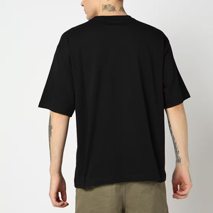 <b>Black</b> Short Sleeve Men's <b>T</b>-<b>Shirts</b> With Orange Letter Print O-Neck Casual Regular Fit Cotton Jersey Top Front Logo Design - Product Image 5