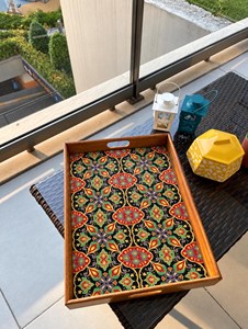 Luxury Durable Eco-Friendly Polished Solid Wooden Handcrafted <b>Rectangle</b> Serving Tray Handles <b>Coffee</b> <b>Table</b> Party Wedding Birthday - Product Image 4