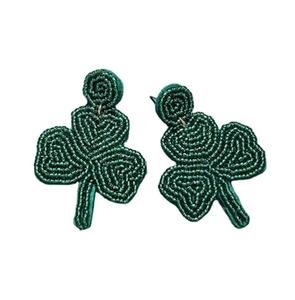 Wholesale Saint Patricks <b>Pop</b> Up Hat Beaded Earrings High Fashion Women's Seed Bead Embroidery Drop Earrings Multi-Color - Product Image 1