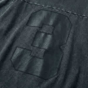 เสื้อยืดโอเวอร์ไซส์สีชาร์โคล ล้างสีแล้ว พิมพ์ลายโทนสีขนาดใหญ่ที่อก ทรงบ็อกซี่  แผงคอแบบพิเศษ |   เสื้อผ้าสตรีทแวร์แบบ OEM / แบรนด์ส่วนตัว - Product Image 3