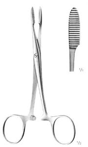 Pinzas para suturas tipo Pean, modelo 12 cm, con puntas dentadas, agarre atraumático, instrumento quirúrgico de acero inoxidable - Product Image 5