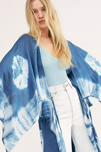 <b>Boho</b> Chic Women's Tie Dye Kimono Simple <b>Summer</b> Short Sleeve V-Neckline <b>Dress</b> Sweet Style with Natural Waistline Woven Washable - Product Image 4