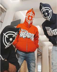 Custom All Over Print Heavyweight <b>Full</b> <b>Zip</b> <b>Hoodie</b> Men's Cotton Fleece Puff Print Digital Logo Streetwear Sweatshirt - Product Image 1