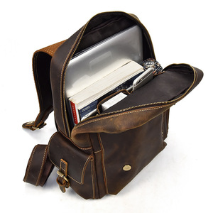 Vintage Genuine <b>Leather</b> <b>Backpack</b> for Men Travel <b>Laptop</b> Rucksack Handmade Crazy Horse <b>Leather</b> School <b>Backpack</b> - Product Image 3