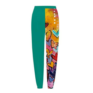 Pantalones Deportivos de Mujer con Estampado de Corazones Coloridos, Cintura con Cordón Ajustable, Pantalones Casuales de Punto con Spandex, Estilo Primavera, Corte Ajustado y Largo Completo - Product Image 6