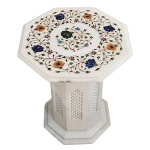 Mesas de centro de extremo con incrustaciones de mármol, piedras preciosas semipreciosas de fácil montaje para el hogar, muebles de sala de estar, belleza moderna y opulenta - Product Image 1