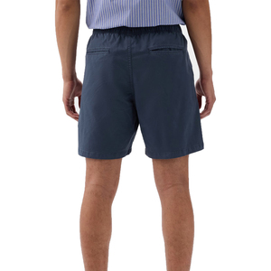 Shorts Bermuda décontractés pour hommes, bleu marine uni, taille mi-haute, cordon de serrage, en tissu Oxford de coton, poches, respirant, style tissé - Product Image 3