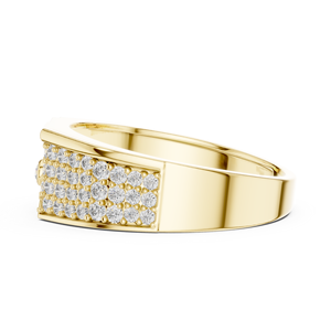 Anillo de banda asimétrico de lujo en aleación de oro amarillo con moissanita |   Anillo Moderno Pav Statement para Hombre - Product Image 3