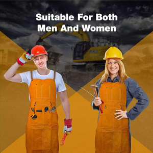 Pure Cowhide Split Leather Heavy Duty Welder's Safety Bib <b>Apron</b> Workwear with Abrasion Resistance Repair and <b>Work</b> <b>Apron</b> - Product Image 6