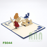 ANN HANDICRAFT - Tarjeta de Agradecimiento 3D Pop-Up de Alta Calidad, Impresa Personalizada, con Diseño de Chef de Cocina y Pollo, Hecha a Mano para Acción de Gracias