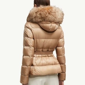 Chaqueta Acolchada para Mujer con Cuello de Piel de Zorro, Abrigo de Invierno con Cinturón, Manga Larga, Color Sólido, Grueso y Cálido - Product Image 2