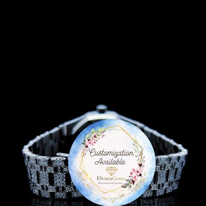 Montre Hip Hop personnalisée avec cristaux de saphir et moissanite VVS glacés |   Montre de luxe unisexe avec bracelet en acier inoxydable, résistance à l'eau 10 bars - Product Image 2