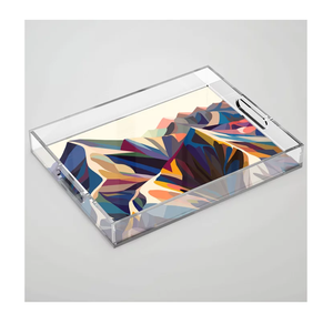 Bandeja de Servicio y Almacenamiento Moderna de Acrílico Transparente para Café, Bocadillos y Desayuno, Plato Organizador Elegante con Diseño Impreso para Hogares, Cafeterías y Hoteles - Product Image 2