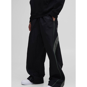 Pantalon de jogging pour homme, coupe oversize, taille haute, jambe large, coupe-vent en nylon, pour la gym, l'entraînement, la course et le sport, avec empiècements latéraux 2027 - Product Image 2
