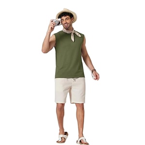 Débardeur décontracté pour homme 2026, col rond, sans manches, respirant, infroissable, en mélange de coton, couleur unie, coupe ample - Product Image 1